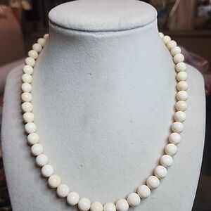 Vintage hand carved bovine bone beaded necklace